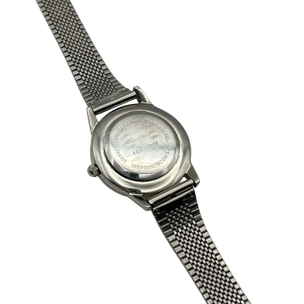 TOKYObay Silver Mesh Watch‎ Yellow Sunray Dial Stainless Steel Analog Quartz